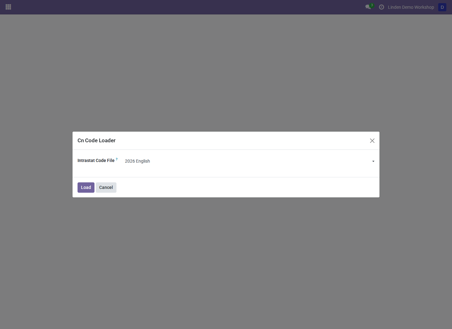 Intrastat CN code loading options