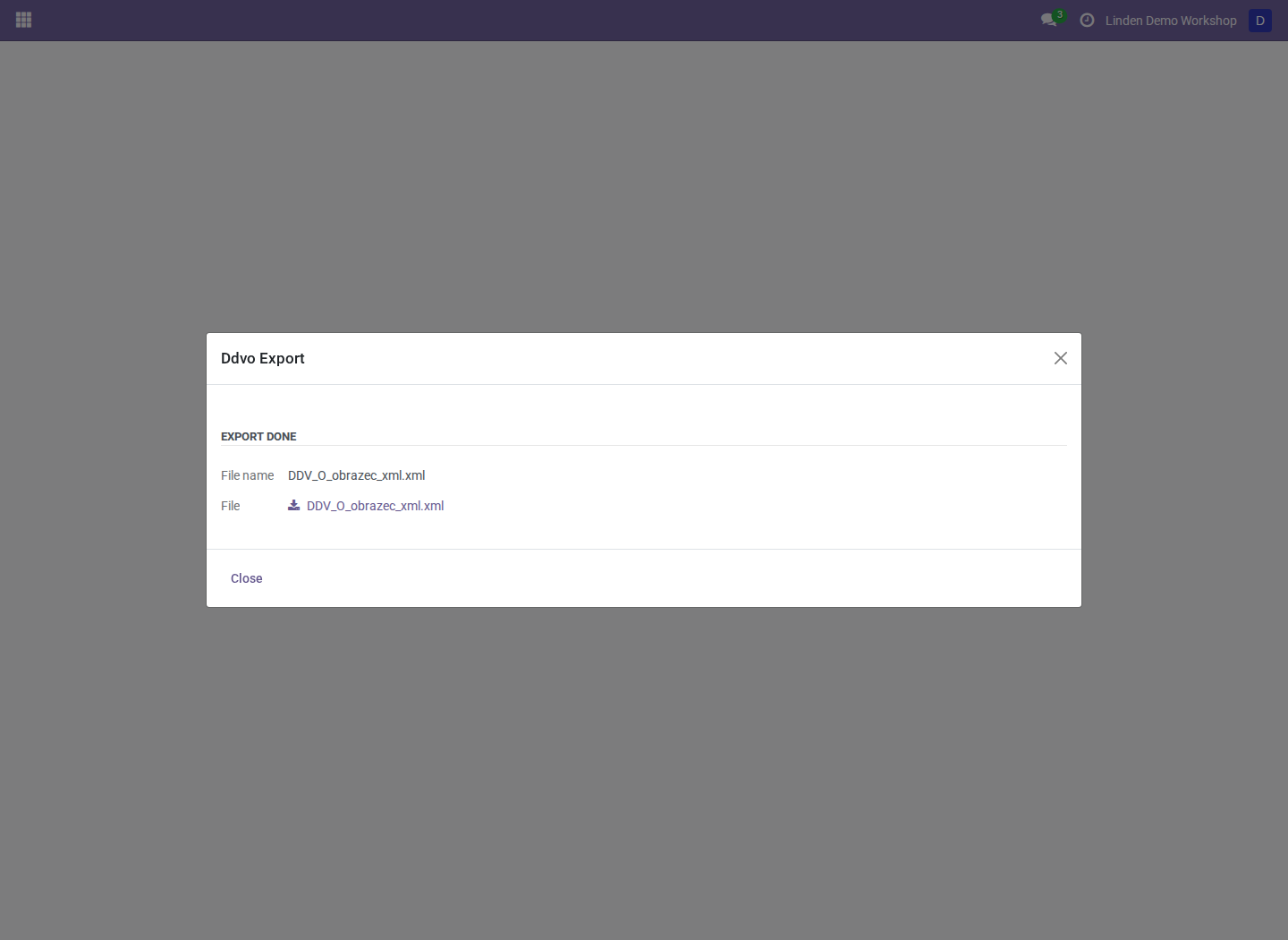DDV-O generated XML download