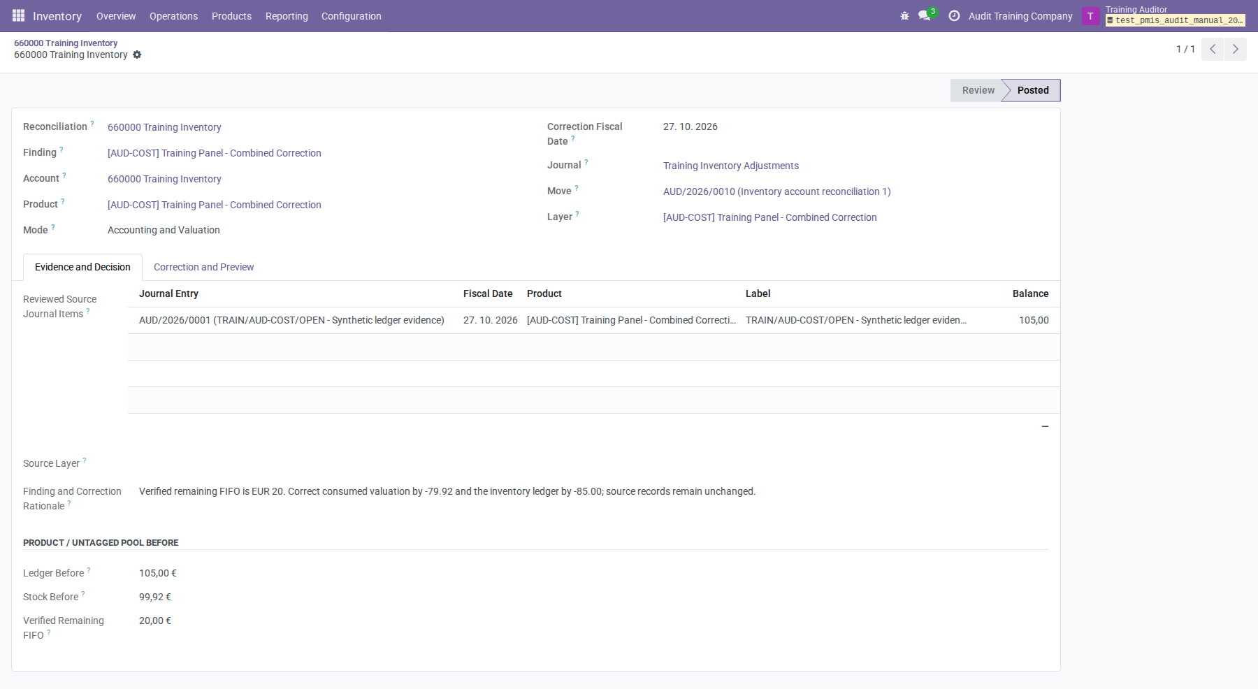 Posted combined correction with links to the generated journal and valuation layer