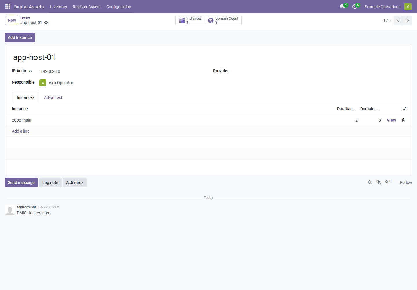 Host with its Odoo instance