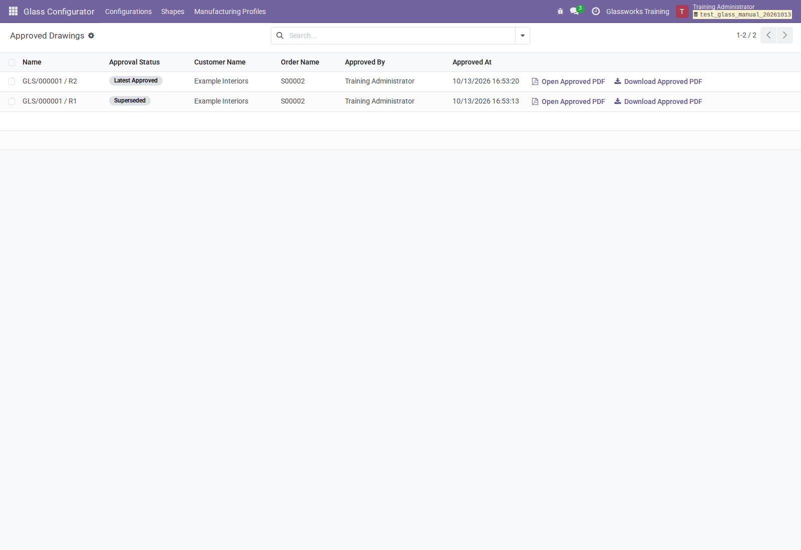 Current and superseded approval list