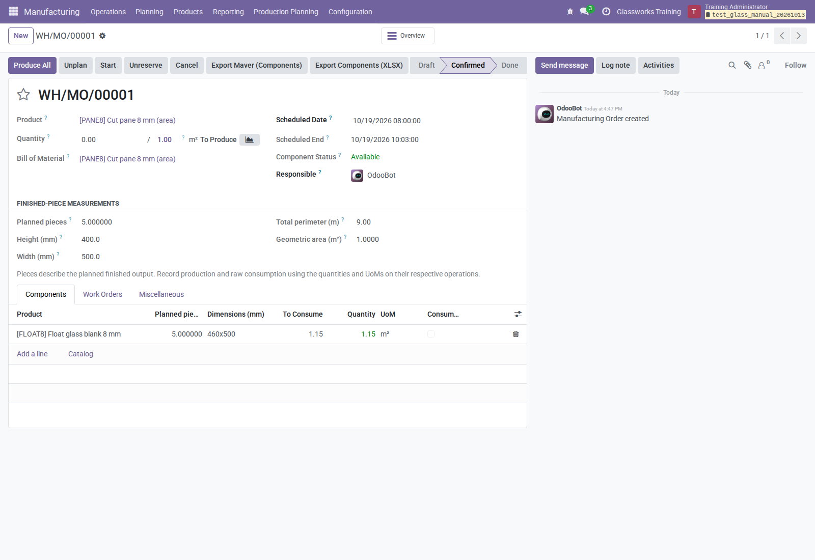 MO export actions