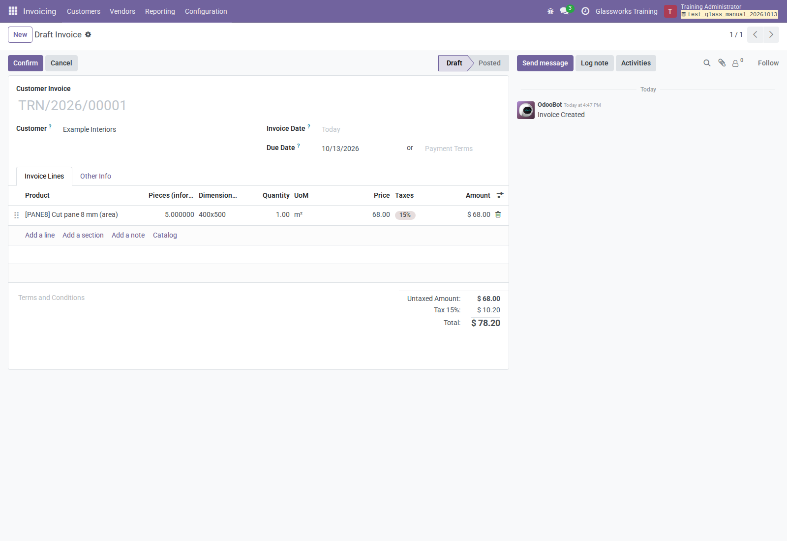 Draft invoice