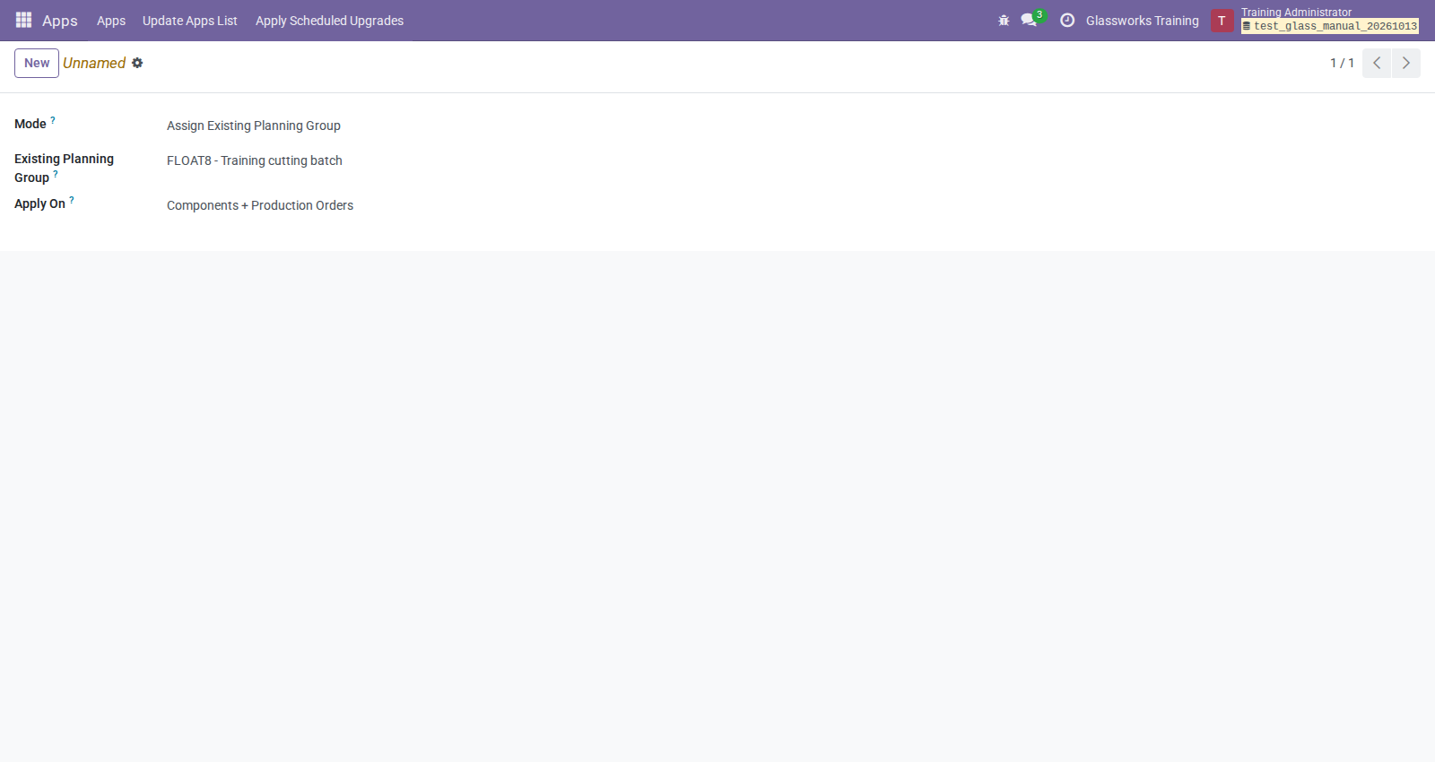 Planning assignment dialog