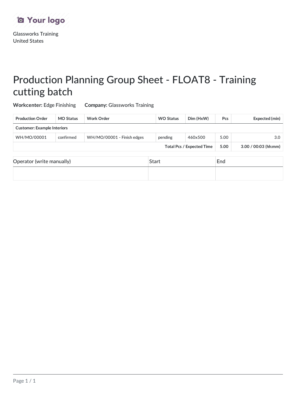Planning work-center sheets